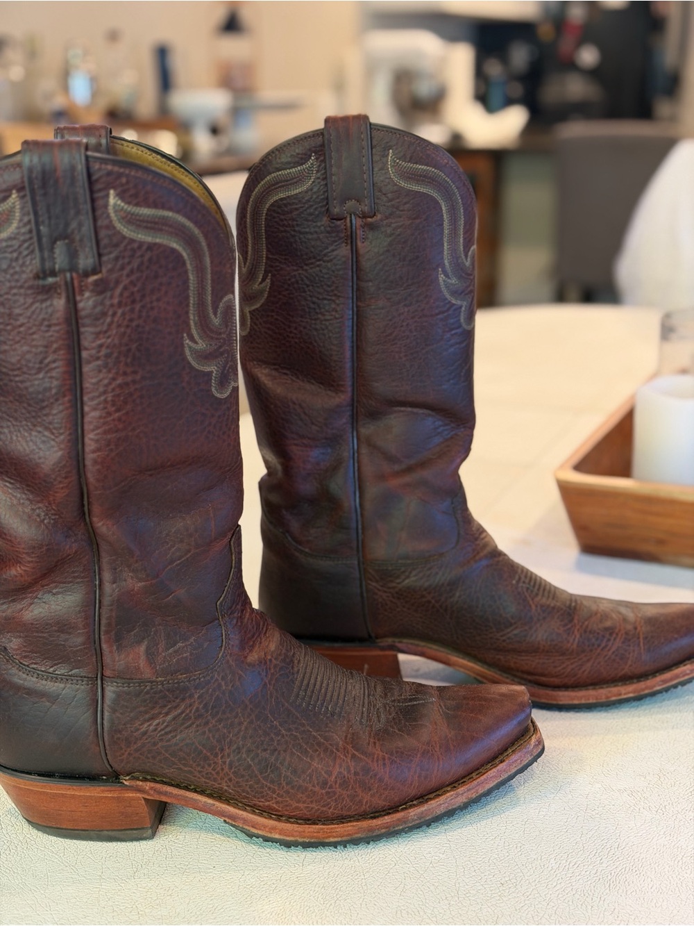 Tony Lama 11D Genuine Bison Snip Toe Cowboy Boots